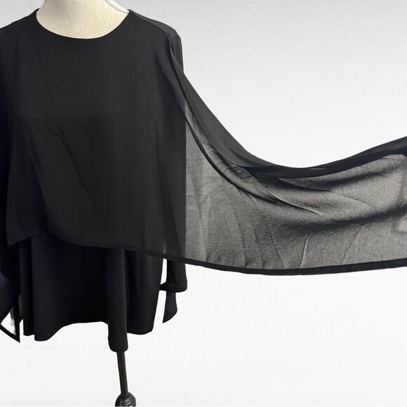 Marla Wynne Layers Chiffon Overlay Handkerchief Hem Poncho Top Size Small NWT - Picture 5 of 11
